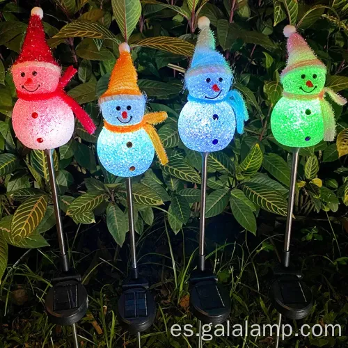 Iluminando lámparas de piso solar festivo de muñeco de nieve